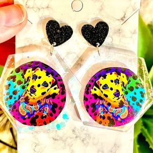 Vintage Dalmatian Acrylic Earrings
